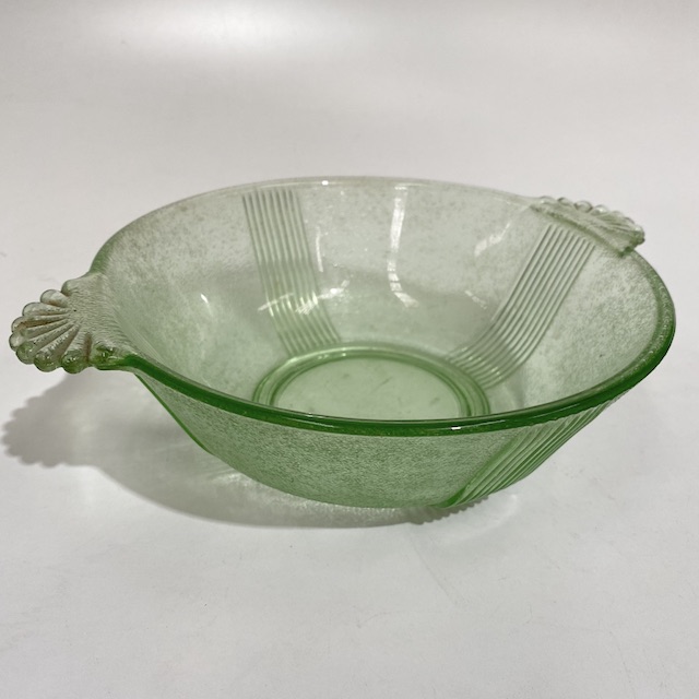 BOWL, Vintage Serving Dish - Green Glass Deco